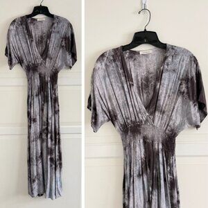 Promesa Gray Tie-Dye Dolman Sleeve Maxi Dress Size Small 41893